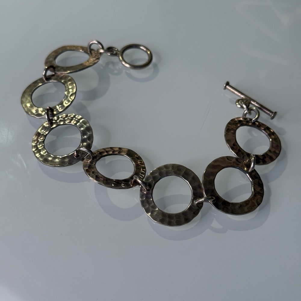 Hammered circles 925 Silver Bracelet